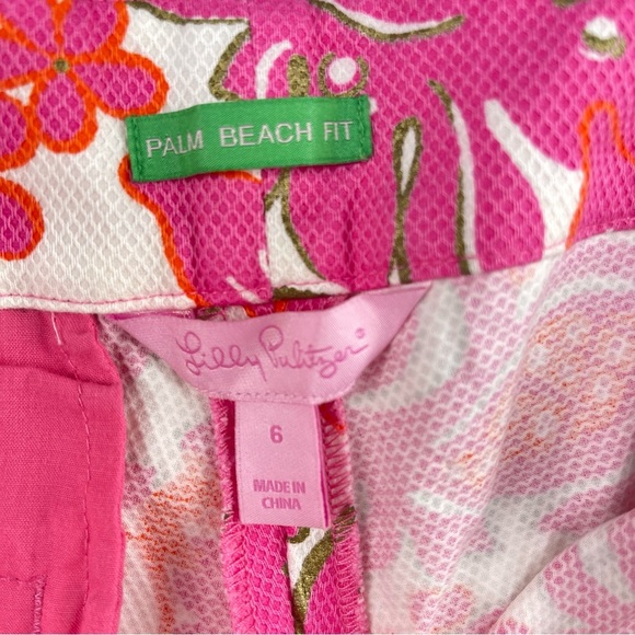 Lilly Pulitzer Palm Beach Fit Floral Print Pants in White Pink Size 6 - Picture 8 of 8